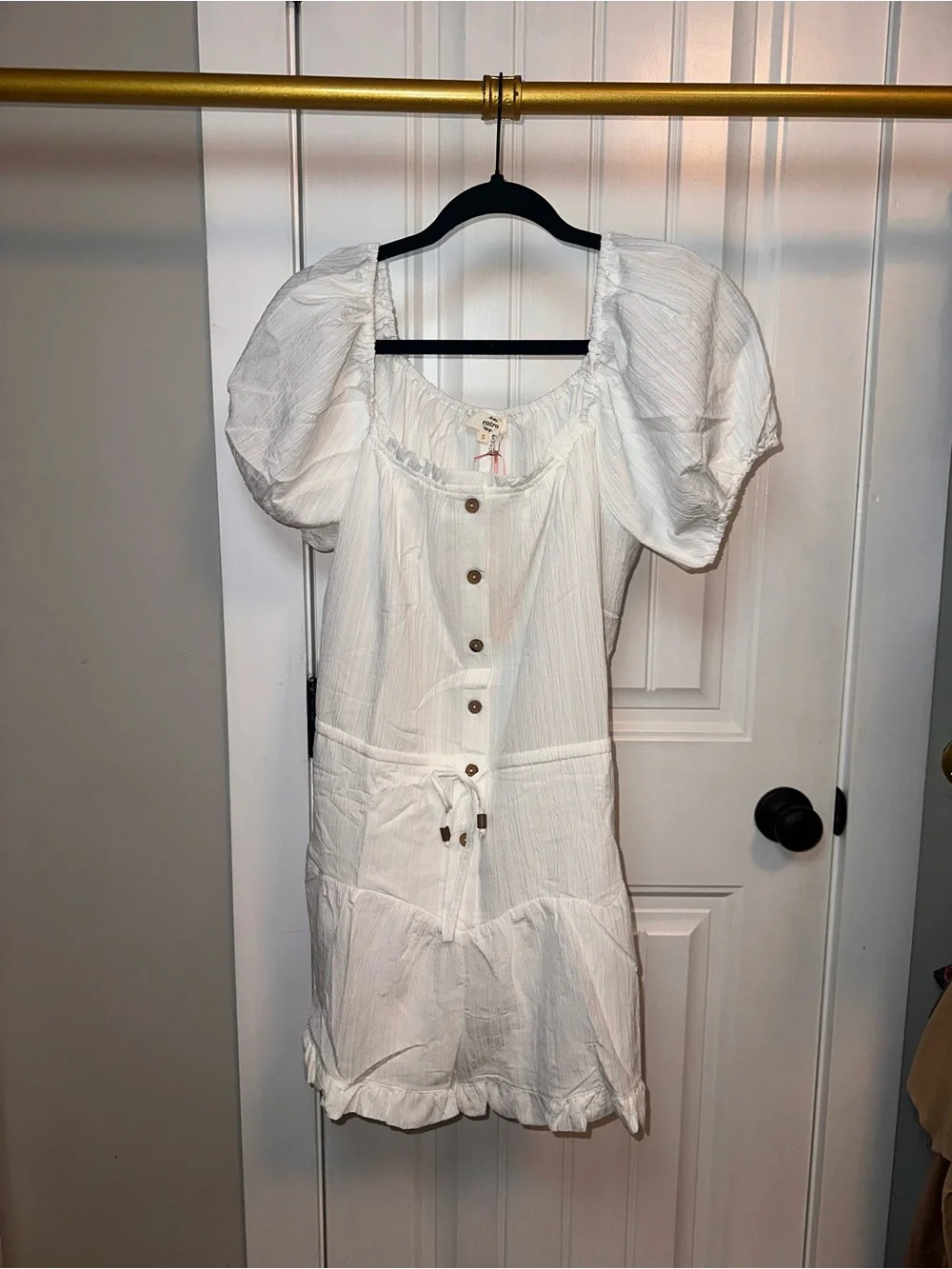 NWT Entro Size Small White Puff-Sleeve Romper - Women's
